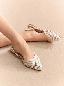 Rosivie 女士时尚黑色面料尖头平底鞋 - 杏色 - 查看 6