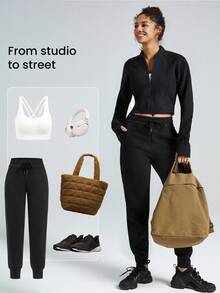 GLOWMODE Everyday Fleece Baseball Collar Short Long SleeveJacket With Thumbholes Daily Casual Fall Winter