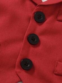 SHEIN Baby Boy Formal Solid Color Shawl Neck Vest And Pants Suit For Party/Performance, Excluding Shirt - Red - View 8