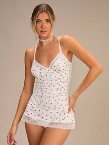 Enchnt 2 件套女士性感睡袍，休闲时尚，适合日常穿着 - 紅白色 - 查看 3