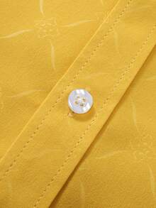 Calvornis Men Button Down Long Sleeve Slim Fit Business Formal Dress Shirt, Business Casual Shirt For Wedding, Fall, Ceremony - Yellow - View 6