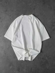 Sport MetroGents Men's Casual Loose Fit Round Neck Short Sleeve T-Shirt, Versatile For Summer Gym T Shirt T Shirt With Logo White T Shirt Baggy T Shirt - White - View 2