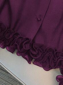 GlowEve CURVE 大码女式圆领长袖夹克，百搭简约设计，适合秋冬日常通勤，袖口荷叶边细节 - 紫色 - 查看 5