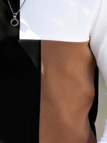 Manfinity Homme 男士休闲撞色拼接卫衣，秋冬套头衫，长袖上衣 - 彩色 - 查看 4