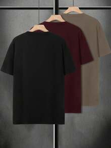 Manfinity Homme 男士休闲图案圆领短袖T恤 - 黑色 - 查看 5