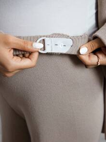 SHEIN Maternity Casual Solid Color Knitted Sweater And Pants Set, Autumn/Winter