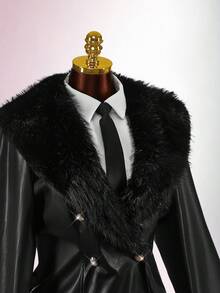 Amplova Y2K Plus Size Black Lightweight Long Sleeves Jackets Valentine Winter - Black - View 4