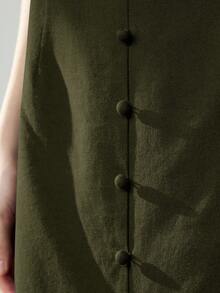 Uhlyne 女士海军蓝休闲开衩裙 - 綠色 - 查看 4