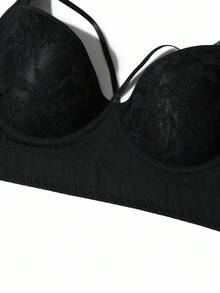 Women's Sexy Black Uplift & Enhance Underwire Bra With Non-Removable Cups - Black - View 10