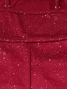 青少年女孩优雅奢华时尚无袖腰部收紧高腰合身荷叶边下摆金属面料酒红色连衣裙，女孩毕业舞会、圣诞派对礼服，女孩表演服 - 酒紅色 - 查看 5