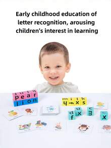 40 Cards 3D Letter Blocks Word Spelling Game Vocabulary Building Educational Toy Set For Preschool Kindergarten Classroom Holiday Gift Parent Child Interaction Learning Activities - Multicolor - View 5