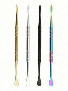 1 pièce Cuillères à pipe en acier inoxydable à double extrémité, accessoires de nettoyage de pipe en titane à double extrémité, outils de tassage et de sculpture de cire, accessoires, cadeaux amusants