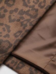 Livesso Blazer holgado de terciopelo con estampado de leopardo para mujer, atuendo de negocios de otoño - Café integral - Ver 6