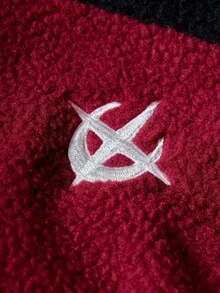 Manfinity EMRG Men's Contrast Color Patchwork Zip-Up Hooded Long Sleeve Jacket, Autumn/Winter Y2k Zip Up Street Wear Jacket - Red - View 6