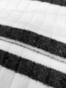 EMERY ROSE Camiseta de manga larga con cuello en V y bloques de color de felpa acanalada para mujer de talla grande, el talla grande vendido en otoño/invierno - Multicolor - Ver 3
