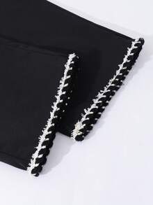 Sparklyn 2 件套青少年女孩优雅吊带背心和阔腿裤套装，通勤装，春秋季 - 黑色 - 查看 4