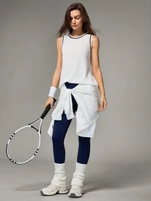 Hanevo Women's Autumn/Winter Bestselling Colorblock Striped Casual Sports Tank Top - Multicolor - View 3
