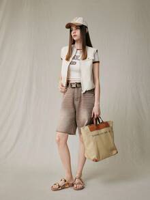 Solecia 女士时尚棕色露趾丁字裤休闲系带舒适平底凉鞋，春夏假日季 - 棕色 - 查看 5