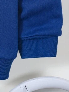 SHEIN Sudadera holgada de punto suave con gráfico de perro de dibujos animados simple y casual para bebé niño, adecuada para otoño - Azul - Ver 5