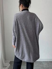 Firerie 女式休闲蝙蝠袖开襟大衣，通勤新款，秋冬 - 灰色 - 查看 6
