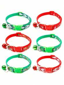 PETSIN 1 Christmas Pet Collar, Cat Collar, Dog Collar, Snowflake Print With Bell, Adjustable Size Pet Collar, Christmas Decoration, Ornament, Pet