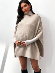 MaterniWear Maternity Work Clothes  Maternity Work Outfits  Maternity Work Wear Fall Clothes,Autumn Clothes,Maternity Autumn/Winter Clothes MaternityMaternity Solid Color High Neck Button Design Poncho Loose Knit Sweater, Autumn/Winter Maternity Clothes Fall Winter Beige Maternity Dress Pregnancy Clothes Pregnant Outfits Maternity Two Piece Sets