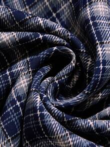 Rusticease 大码休闲格子翻领衬衫，秋季藏蓝色衬衫，秋冬乡村风女装，适合乡村音乐会等场合，冬季舒适保暖。 - 藍色 - 查看 3