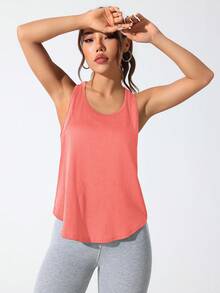 CourtClass Women's Summer Letter Print Racerback Sports Tank Top - Orange - View 4