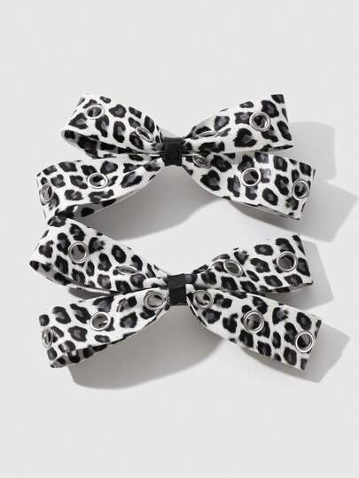 Grunge Punk 2pcs Y2K Style Vintage Elegant Punk Gothic Black Leather Double Air Vent Bow Decor DIY Hair Clip Claw Hairpins,Suitable For Sisters, Friends Daily Wear Or Holiday Gift, Halloween