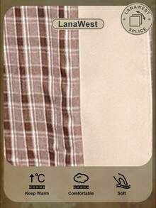 Abrigo de trinchera casual de mujer LanaWest con estilo occidental, cordones y hebilla, en diseño de patchwork a cuadros - Caqui - Ver 2