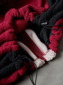 Manfinity EMRG Men's Contrast Color Patchwork Zip-Up Hooded Long Sleeve Jacket, Autumn/Winter Y2k Zip Up Street Wear Jacket - Red - View 8