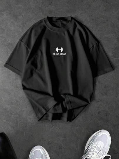 Sport MetroGents 男士极简印花圆领短袖运动T恤 男士健身T恤 男士健身上衣 男士健身短袖T恤 宽松健身T恤