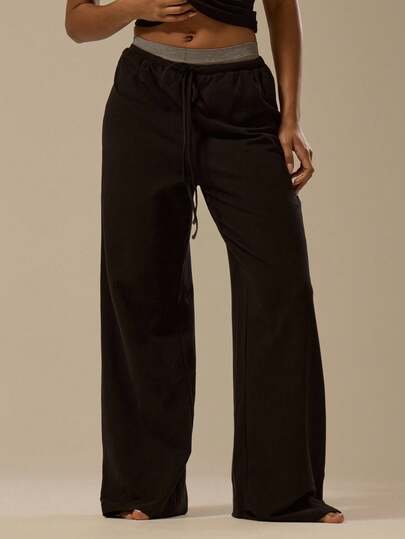 MUSERA ESSENTIALS Pantalones anchos con cordón elástico, pantalones coordinados, solo básicos elegantes, sexy, suaves y mantecosos para otoño, invierno y Navidad