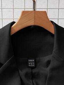 Franclia 女式卡其色修身西装外套，高品质通勤都市套装，秋冬 - 黑色 - 查看 3