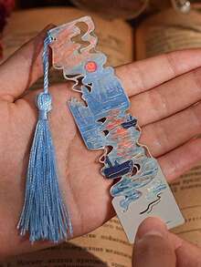 油画风格复古名画金属书签，手册阅读夹书扣吊坠，学生毕业礼物，办公文具学习用品，适合学生使用，便携式，是学校教师奖励和节日礼物的完美之选，也是送给爱好阅读者的最佳返校礼物 - 彩色 - 查看 2