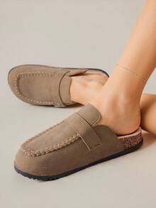 Solecia 女士圆头扣带平底舒适休闲、聚会、通勤时尚百搭鞋 - 棕色 - 查看 2