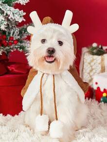 PETSIN 1 件圣诞节和新年宠物棕色斗篷，适合猫和小型犬、节日服装、角色扮演棕色斗篷。 - 棕色 - 查看 1