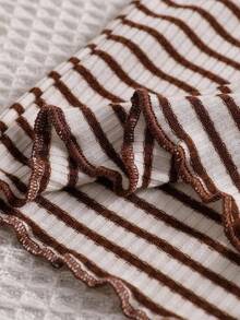 SHEIN Vintaside Kids 3pcs Newborn Baby Girls Ruffled Collar Long Sleeve Top Set