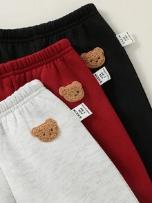 3 件套新生儿男/女宝宝可爱卡通图案松紧腰针织裤，休闲百搭 - 彩色 - 查看 4