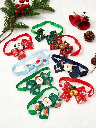 PETSIN 1 圣诞领结、圣诞老人玩偶、猫狗服装配饰、猫项圈、狗领结、圣诞树装饰、宠物用品