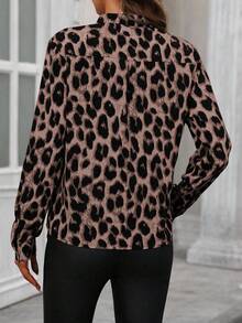 EMERY ROSE Women's Casual Leopard Print Long Sleeve Shirt Leopard Print Shirt Cheetah Print Shirt Animal Print Top - Pink - View 2