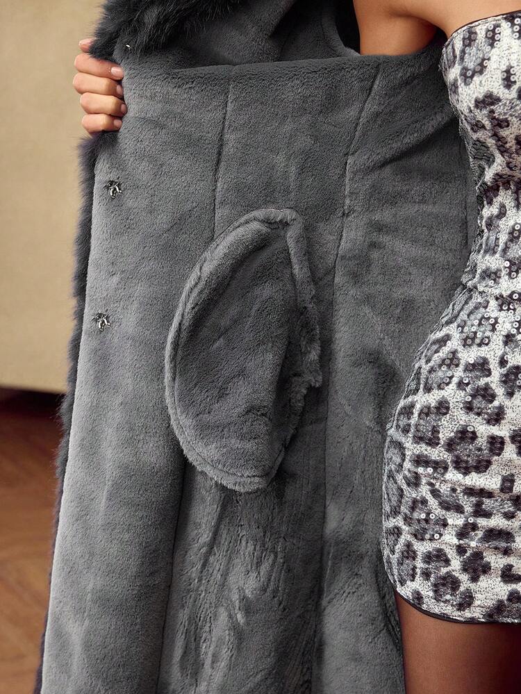 WOMEN'S CONTRAST FAUX FUR COAT, AUTUMN/WINTER