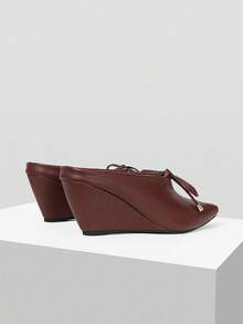 Mnmlis Women's Versatile Platform Wedge Heel Shoes - Burgundy - View 4
