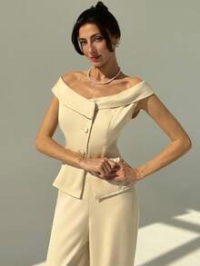 Aloruh Nuevo conjunto de estilo vintage minimalista de moda, con cárdigan y pantalones entallados. Conjunto casual versátil de unicolor