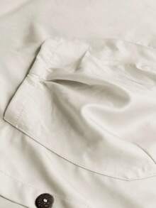 Linhara 大码休闲连帽长款夹克，带大口袋 - 米色 - 查看 3