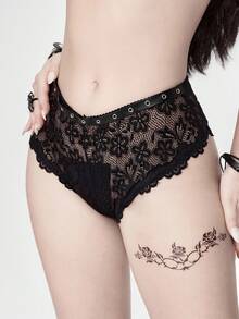 ROMWE Women's Gothic Lace Trim Triangle Panties