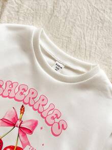 SHEIN Vintaside Kids 两件套女童字母印花卫衣和喇叭裤，休闲宽松户外运动套装，秋冬季 - 酒紅色 - 查看 8