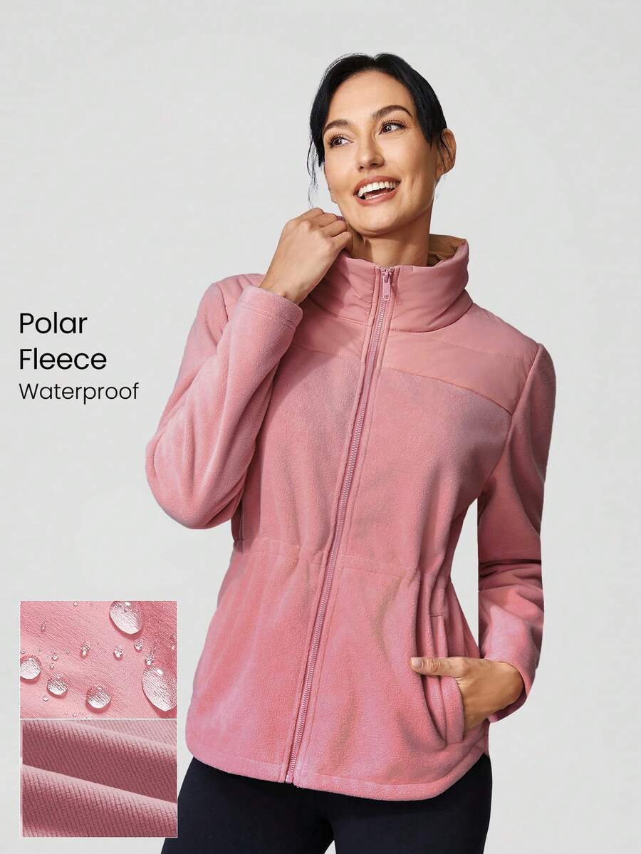 GLOWMODE Thin Polar Fleece Hooded Jacket Warm - Dusty Pink - View 1
