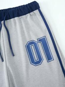 Quần thể thao in chữ ngắn thời trang đường phố dành cho thiếu niên (nữ), thích hợp cho các buổi đi chơi, phong cách đường phố và đi học - Xám - Xem 5