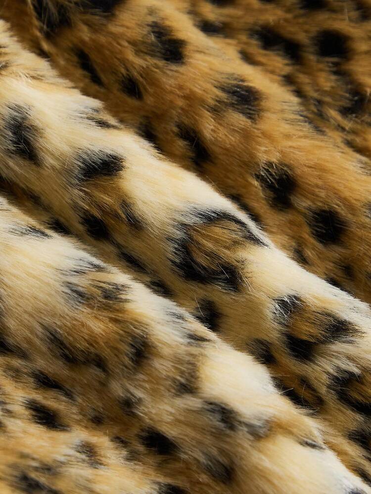 Vintage Leoparden-Muster Kunstfell Doppelreiher Mantel Herbst Winter Frauen Kleidung Herbst Winter